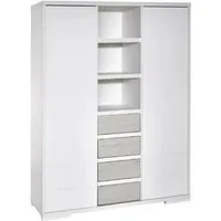 armoire bébé 2 portes 4 tiroirs laqué blanc et pin gris maxx boathouse l 139 x h 191 x p 53 cm