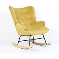 fauteuil à bascule jaune curry - zons - vintage - l68 x l100 x h92 cm - avec accoudoirs