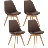chaises de cuisine - clp - linares - bois massif - marron - tissu