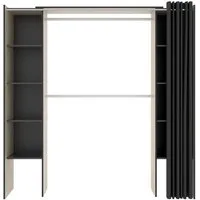 armoire placard extensible coloris naturel-graphite - longueur 110-180 x hauteur 205 x profondeur 50 cm