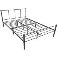 lit pour adultes en metal avec lattes metalliques structure en acier gris 140 par 200
