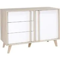 commode 1 porte et 3 tiroirs de la collection malmo. meuble design type scandinave.: 50 blanc