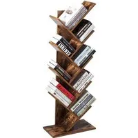 costway bibliothèque étagères en forme d’arbre avec dispositif anti-basculement, 51 x 28 x 140 cm, style industriel, brun rustique