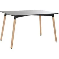 table à manger table repas rectangulaire en bois bouleau et mdf coloris naturel-noir -longueur 120 x hauteur 74 x profondeur 80 cm