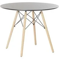 table à manger table repas ronde en bois bouleau et mdf coloris noir - naturel - diamètre 90 x hauteur 76 cm