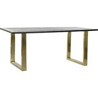 table à manger table repas rectangulaire en métal doré et manguier coloris noir - longueur 180 x hauteur 75 x profondeur 89 cm