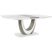 table à manger table repas extensible en mdf et verre coloris blanc-marron - longueur 160-180 x hauteur 76 x profondeur 90 cm