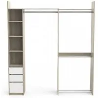 aménagement dressing modulable blanc/chêne - swama - bois clair - bois - l 199 x l 44 x h 218 cm - armoire