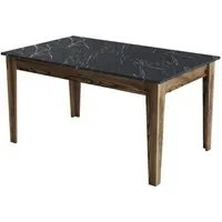 table de salle à manger avec rangement fiorita 145cm bois et noir effet marbre
