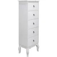 armoires d'appoint - chiffonnier - 5 tiroirs - l 40 cm x 30,5 cm x h 113 cm - blanc