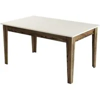 table de salle à manger avec rangement fiorita 145cm bois et blanc crème