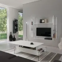 table basse relevable - pezzani - bella - blanc mat - verre - contemporain - design