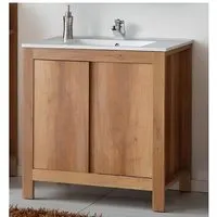 classic - ensemble meuble vasque salle de bain - bois - 80 cm - classic oak
