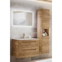 ensembles salle de bain - ensemble meuble vasque + grande armoire - 60 cm - aruba craft beige