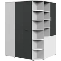 armoire dressing placard, meuble de rangement blanc, rechampis graphite - longueur 124 x hauteur 199 x profondeur 148 cm