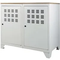 armoire de rangement métal 2 portes blanc mat blanc mat