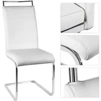 lot de 2 chaises de salle à manger contemporain piètement chromé et revêtement synthétique blanc - l 44 x p 46 cm