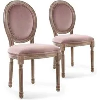 lot de 2 chaises médaillon "quing" velours rose - paris prix