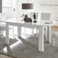 table à manger, table de repas extensible coloris blanc brillant - longueur 137-185 x hauteur 79 x profondeur 90 cm
