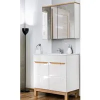 accueil - ensemble meuble vasque + miroir - blanc - 80 cm -bali bialy