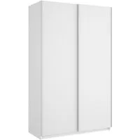 armoire avec 2 portes coulissantes en panneau de particules mélaminés coloris blanc-longueur 120 x profondeur 58 x hauteur 200cm