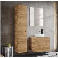 ensembles salle de bain - ensemble meuble vasque à poser + armoire murale + miroir - 60 cm - aruba craft beige
