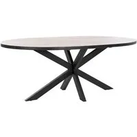table à manger, table repas ovale en bois miel avec pieds en métal noir - longueur 200 x profondeur 100 x hauteur 76 cm
