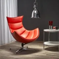 fauteuil design en cuir reconstitué 86 cm x 84 cm x 96 cm - rouge