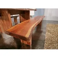banc 155x38cm - bois massif d'acacia laqué (noisette) - design naturel - freeform  #106