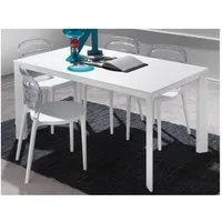 table repas extensible tecno 130 x 80 cm en polymère blanc et aluminium laqué blanc blanc metal inside75