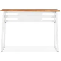 table de bar haute mayo en bois massif et pied en métal blanc - dimensions : 150x60x105,5 cm