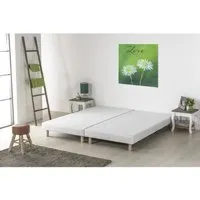 lot de 2 sommiers tapissiers à lattes - 2x80 x 200 cm - bois massif blanc + pied - deko dream rakenne
