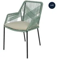 lot de 4 chaises de jardin plastique séville vert menthe - jardideco 63 x 57 x 85 cm