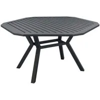 table de jardin en aluminium ayma 150 cm - hevea - gris - hexagonal - 6 personnes