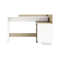 bureau avec retour 3 tiroirs thales 2 coloris chêne brossé/ blanc