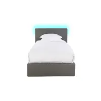 lit-coffre 90x190 cm avec led steva light coloris gris