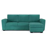 canapé d'angle fixe 4 places faro coloris turquoise