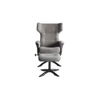 fauteuil de relaxation + repose-pied kansas coloris gris clair en tissu/pu