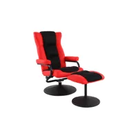 fauteuil relaxation driver coloris noir/rouge en tissu/pu