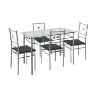 ensemble table + 4 chaises de cuisine hanoi coloris gris