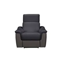 fauteuil relaxation en cuir et tissu milton coloris noir/anthracite