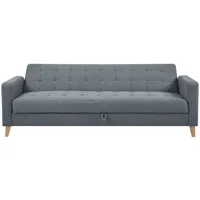 canapé lit clic-clac 3 places avec coffre de rangement noa coloris gris