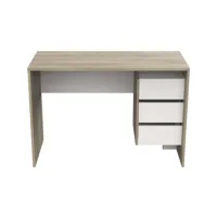 bureau 3 tiroirs harvard coloris chêne kronberg/ blanc
