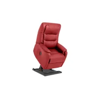 fauteuil relaxation et releveur électrique en cuir  porto coloris rouge