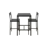 ensemble table haute + 2 tabourets jamie coloris noir