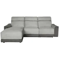 canapé d'angle gauche relaxation électrique  4 places night coloris gris clair/gris foncé