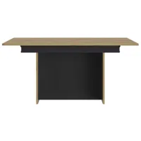 table 205 cm avec allonge rafael coloris noir/chêne artisan