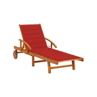 transat chaise longue bain de soleil lit de jardin terrasse meuble d'extérieur avec coussin bois d'acacia solide helloshop26 02_0012369
