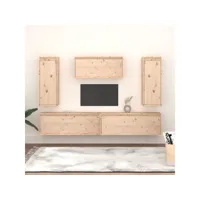 5 pcs meubles tv mondernes banc tv de salon bois massif de pin -neww18970