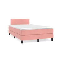 sommier à lattes de lit avec matelas rose 120x200 cm velours